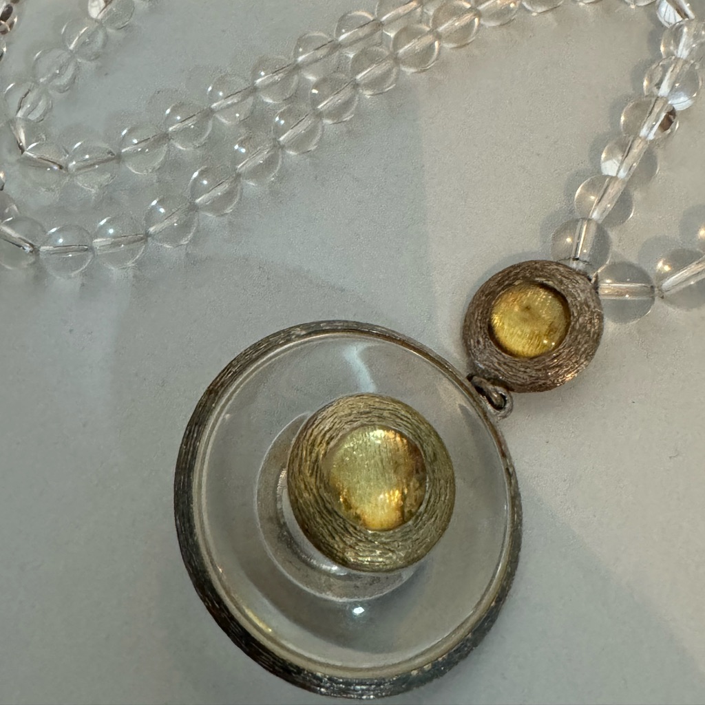 Karl Lagerfeld Clear Beaded Necklace With Pendant